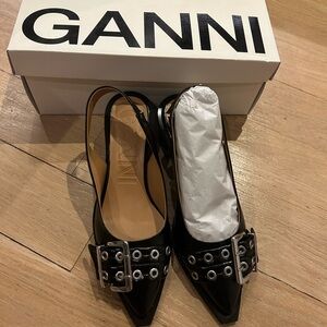 GANNI Feminine buckle sling back pumps